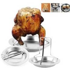 1 st rostfritt stål stekt kycklingpanna stekt kycklinghållare ställ grillat bakplåtsställ kök utomhus bbq verktygstillbehör