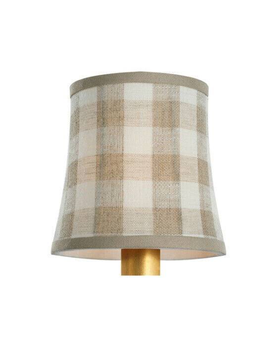 Visual Comfort Schumacher 5" lampskärm natural sidney check soft empire - Beige / Vit (10.2cm x 12.7cm x 12.7cm)