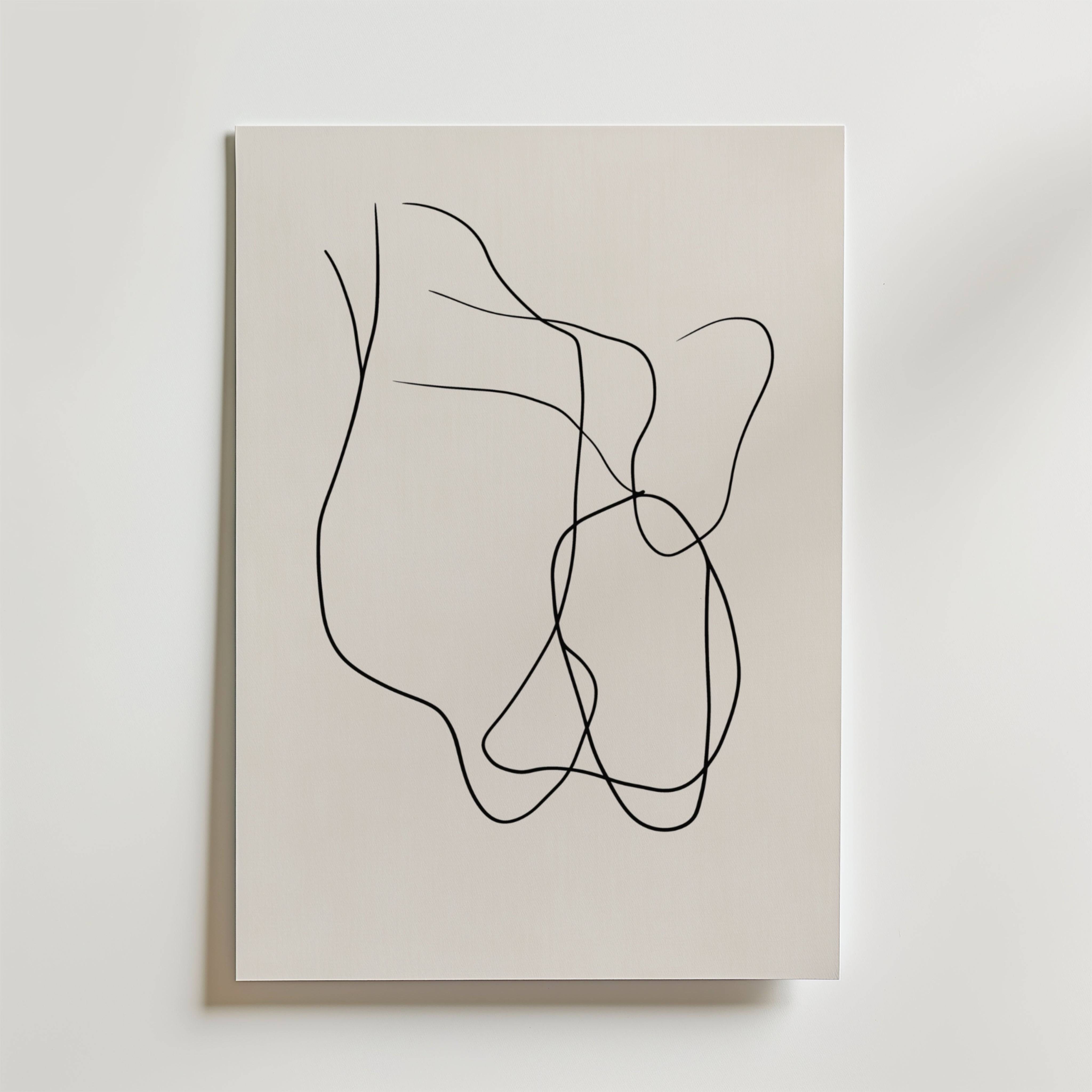 Abstract Black Line Flow Poster - Fine Art Poster 50x70 cm