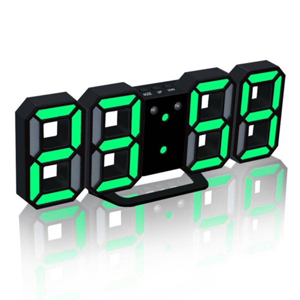 Digital Väggklocka 3D LED - Svartgrön