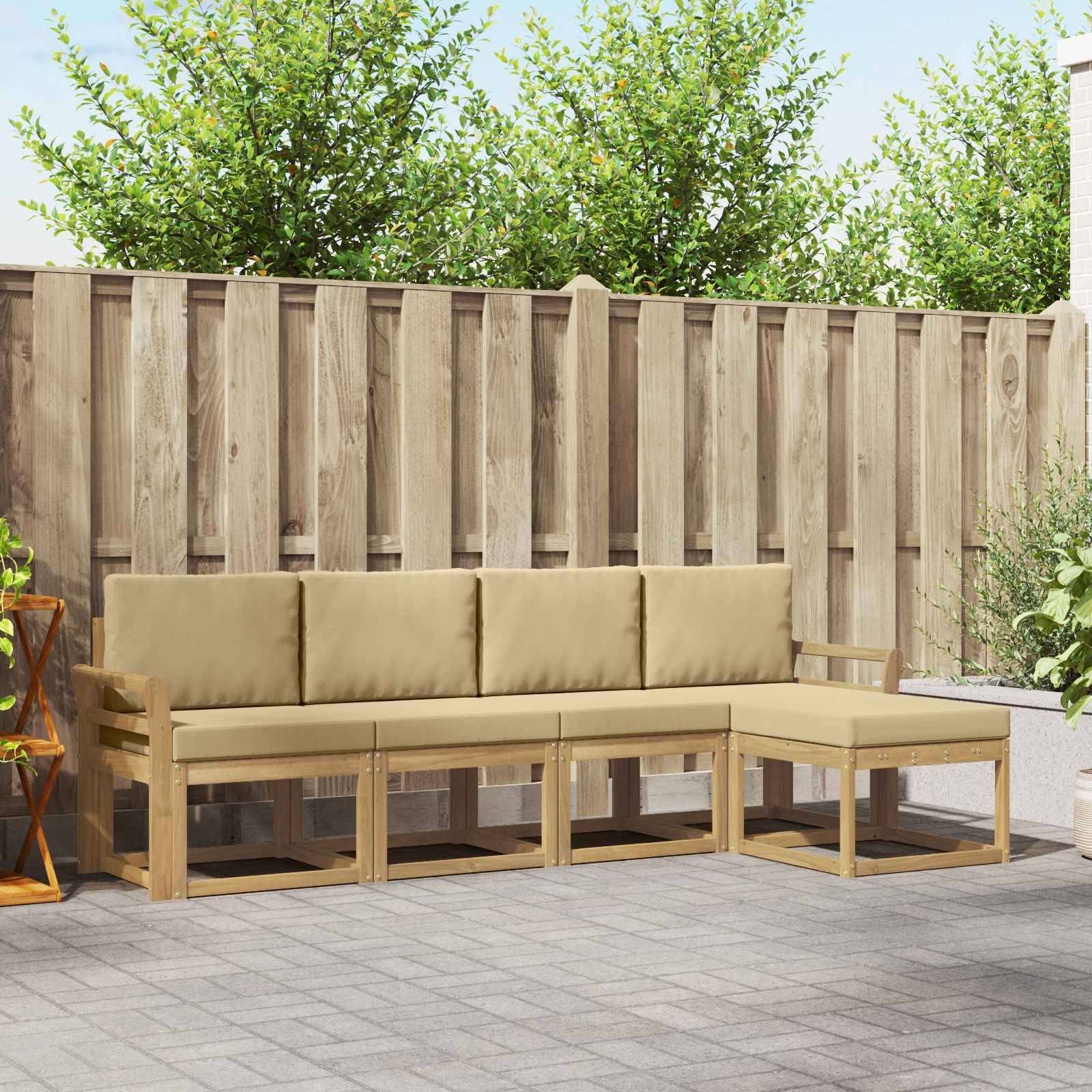 vidaXL Udendørs sofagruppe 5 stk. Hvid og Beige