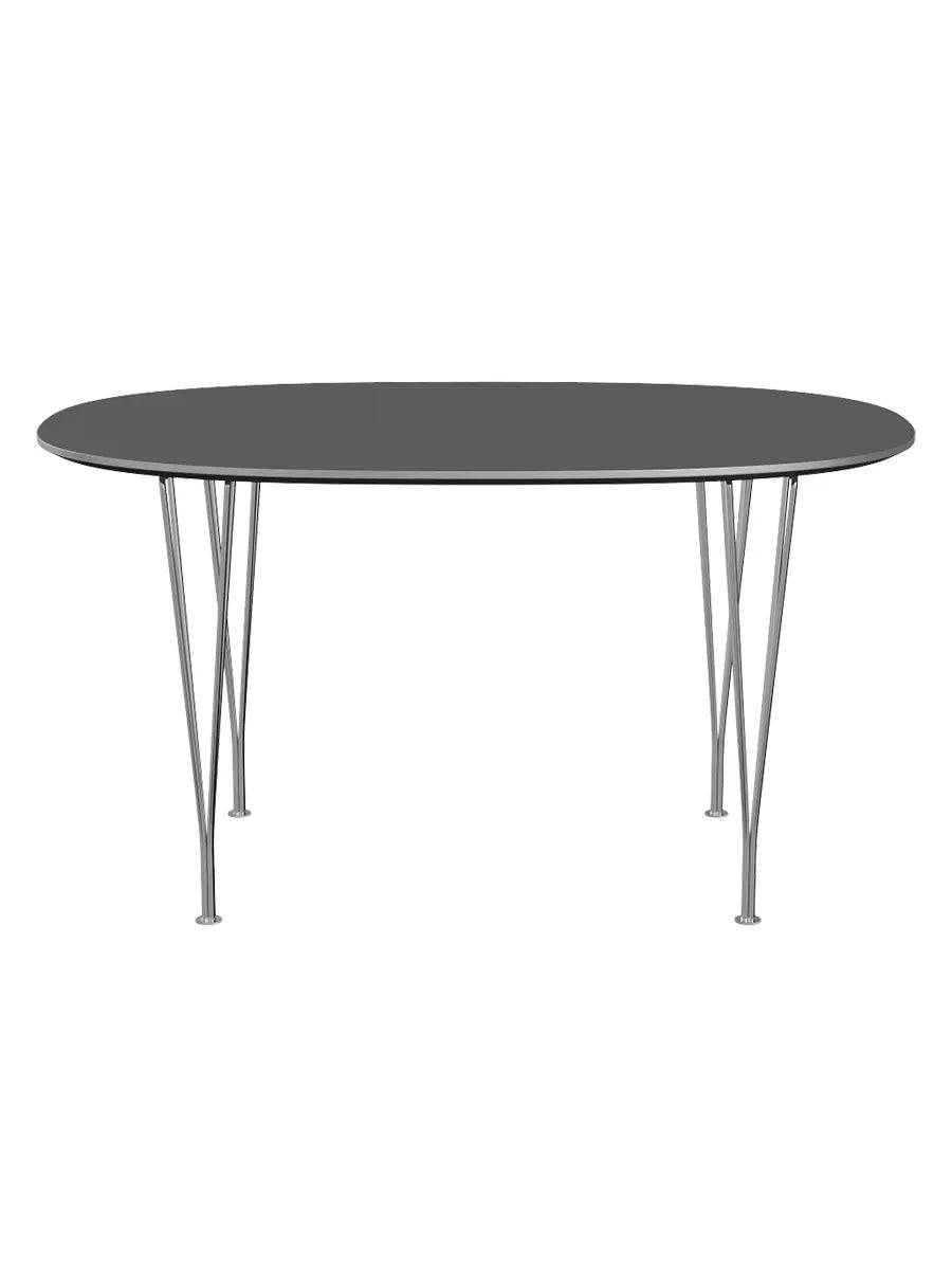 Piet Hein B611 Superellipse spisebord, 135 x 90 cm fra Fritz Hansen Grey Bromo m. alukant (specialfarve) - Jacobsen Plus