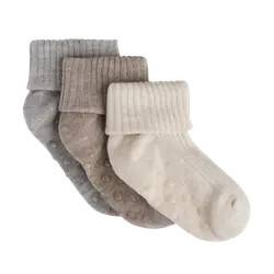 BeKids Rib Strumpor m. ABS 3-Pack - Mocha Meringue