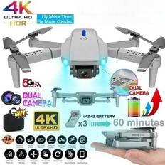 2023 Ny E88 RC Mini Drone 4K vidvinkel enkel/dubbel kamera Optisk flödespositionering WiFi FPV Helikopter Fällbar Selfie Quadcopter Leksakspresent dual camera 1 battery
