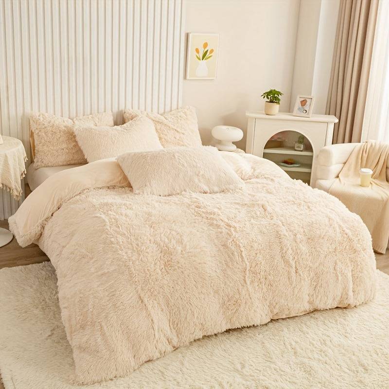 ZipSoft - Lyxig Pläd Bäddset för Alla Säsonger - Grädde / 260CM x 220CM