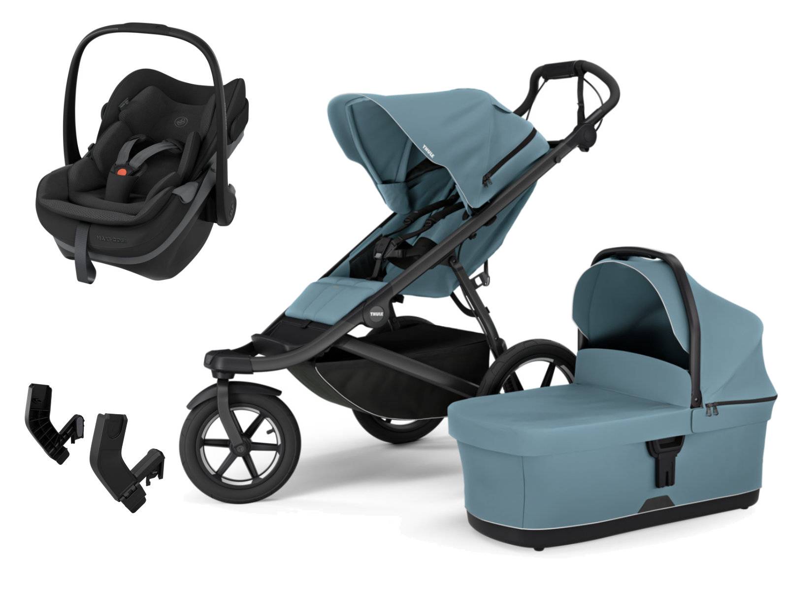 Thule Urban Glide 3 Stroller Set 3-in-1 incl. Maxi Cosi Pebble Slide Pro - Mid Blue - Magnetic Buckle