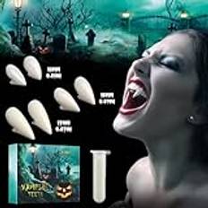 Vampyr tänder halloween vampyr kostym accessoarer, vampyrträ vuxna barn fans vampyr te halloween fest cosplay rekvisita gåvor, vampyr bett halloween dekoration varulv tandprotes 13–15–17 mm