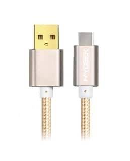 USB datakabel flätad nylon-Guld-USB typ C-25 cm