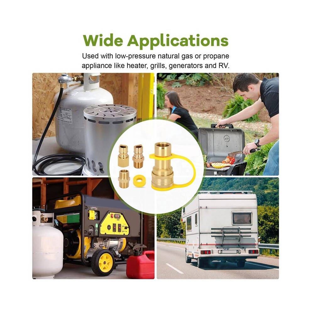 1/2 Inch Natural Gas Quick Connect Fittings, Propane Hose Quick Disconnect Kit,for Gas Grill and Heater and Generator