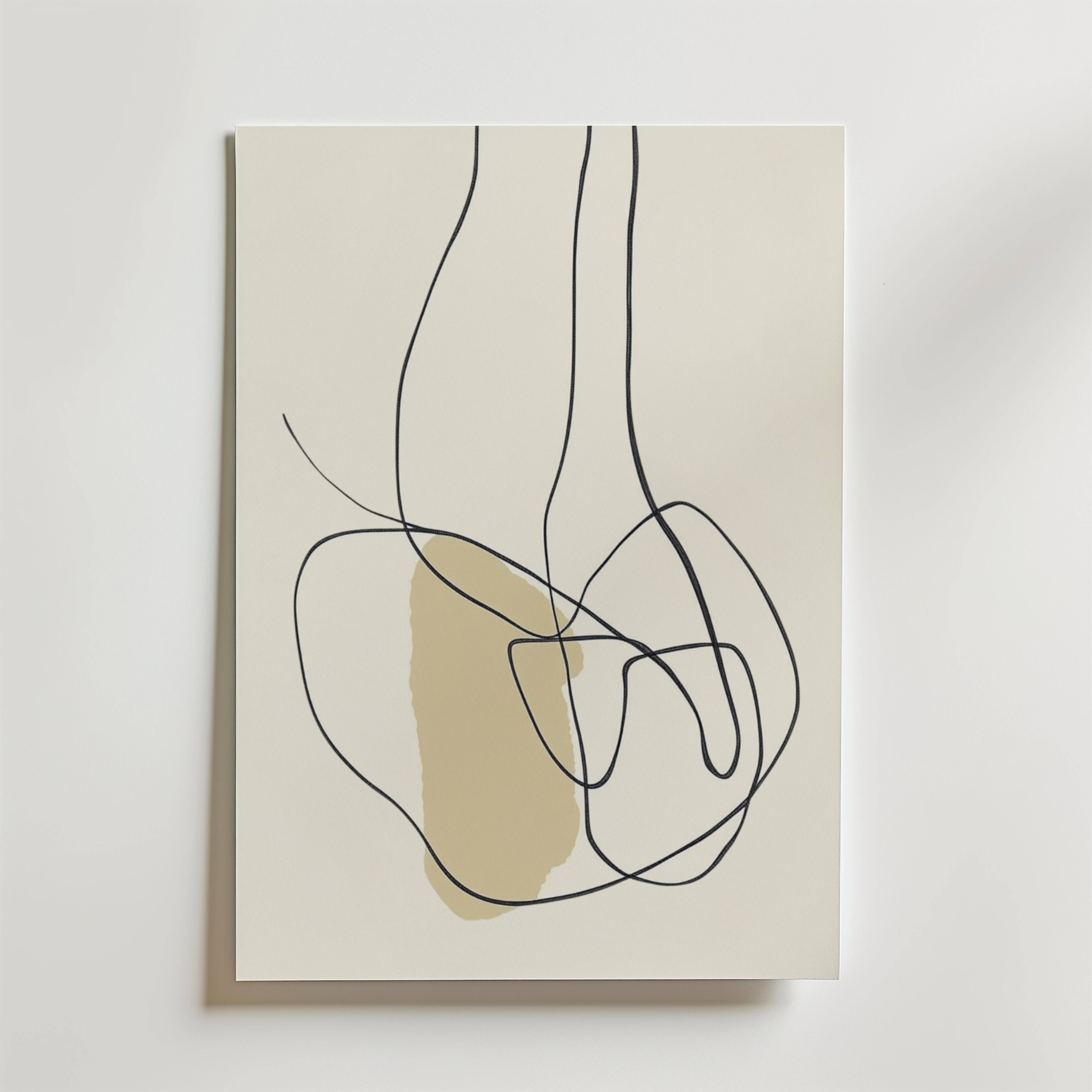 Beige Abstract Line Motion Poster - Premium Canvas 50x70 cm