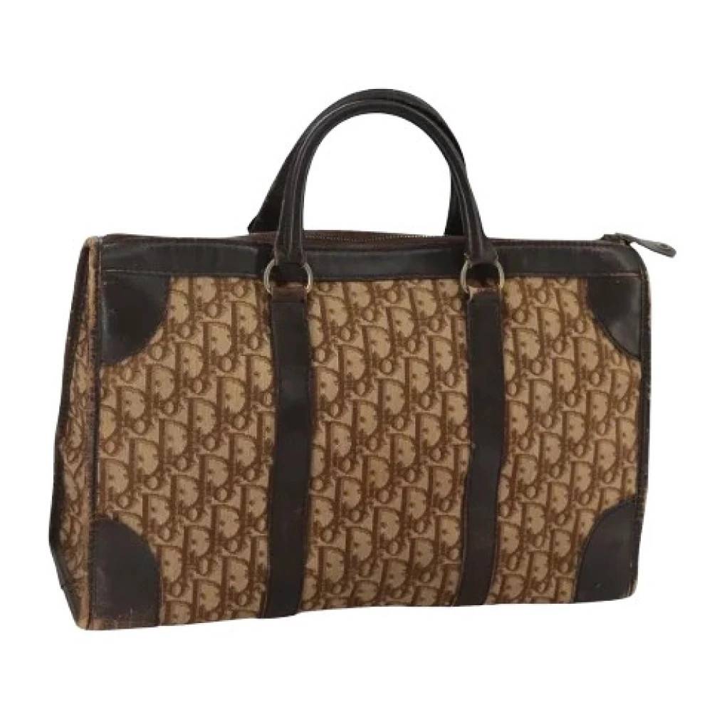 Dior Vintage Pre-owned Vintage Canvas Håndtaske - Vintage - Dame - Brun - ONE SIZE - Læder
