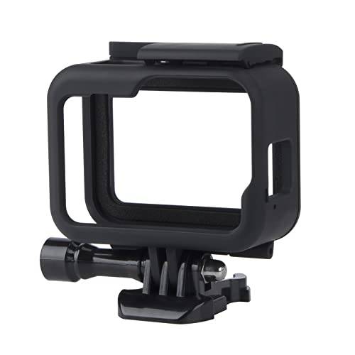 QIMEI-SHOP chassi ram kompatibel med GoPro Hero 9/10/11 svart actionkameror tillbehör skyddsfodral med sockel och skruv svart