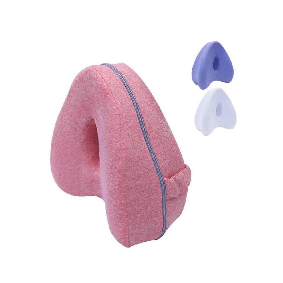 (Pink) Leg Pillow | Ergonomic Side Sleeping Pillows | Memory Foam Knee Pillow With Strap For Side Sleeper