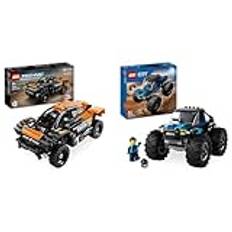 LEGO Technic NEOM McLaren Extreme E Race Car Set, Auto-Spielzeug mit Rückziehmotor & City Blauer Monstertruck, Offroad-Auto-Spielzeug, Fahrzeug-Set mit Rennfahrer-Minifigur