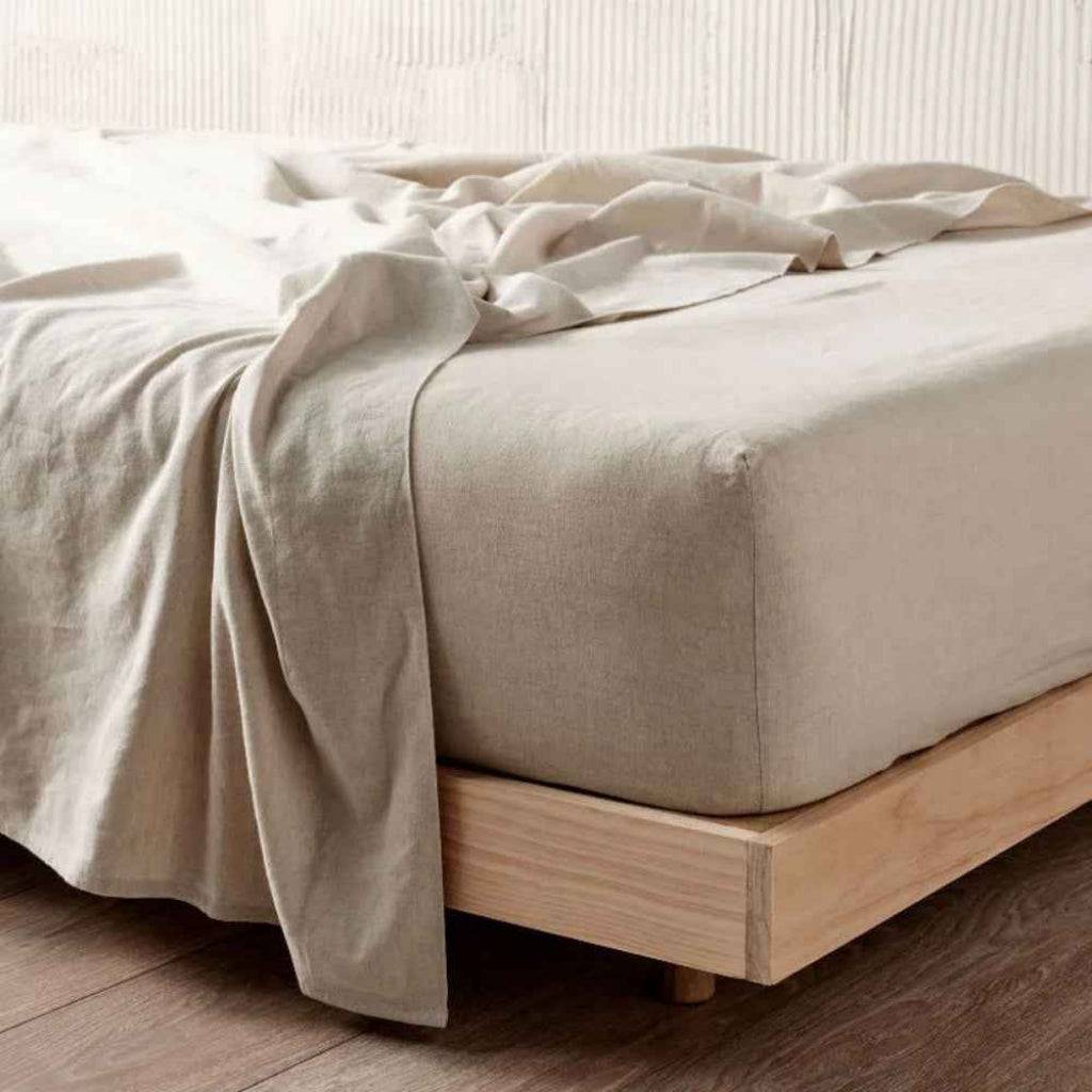 Dra-på-lakan ECO Hampa – Hållbart och temperaturreglerande naturmaterial (180x200 cm) - Beige / 2-pack