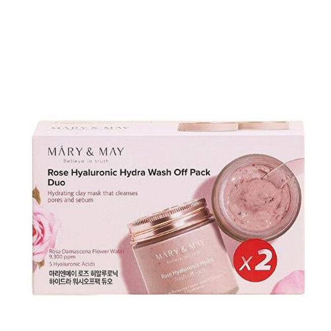 Mary & may Maschera Idratante al Rosa con Acido Ialuronico Wash Off Pack Duo