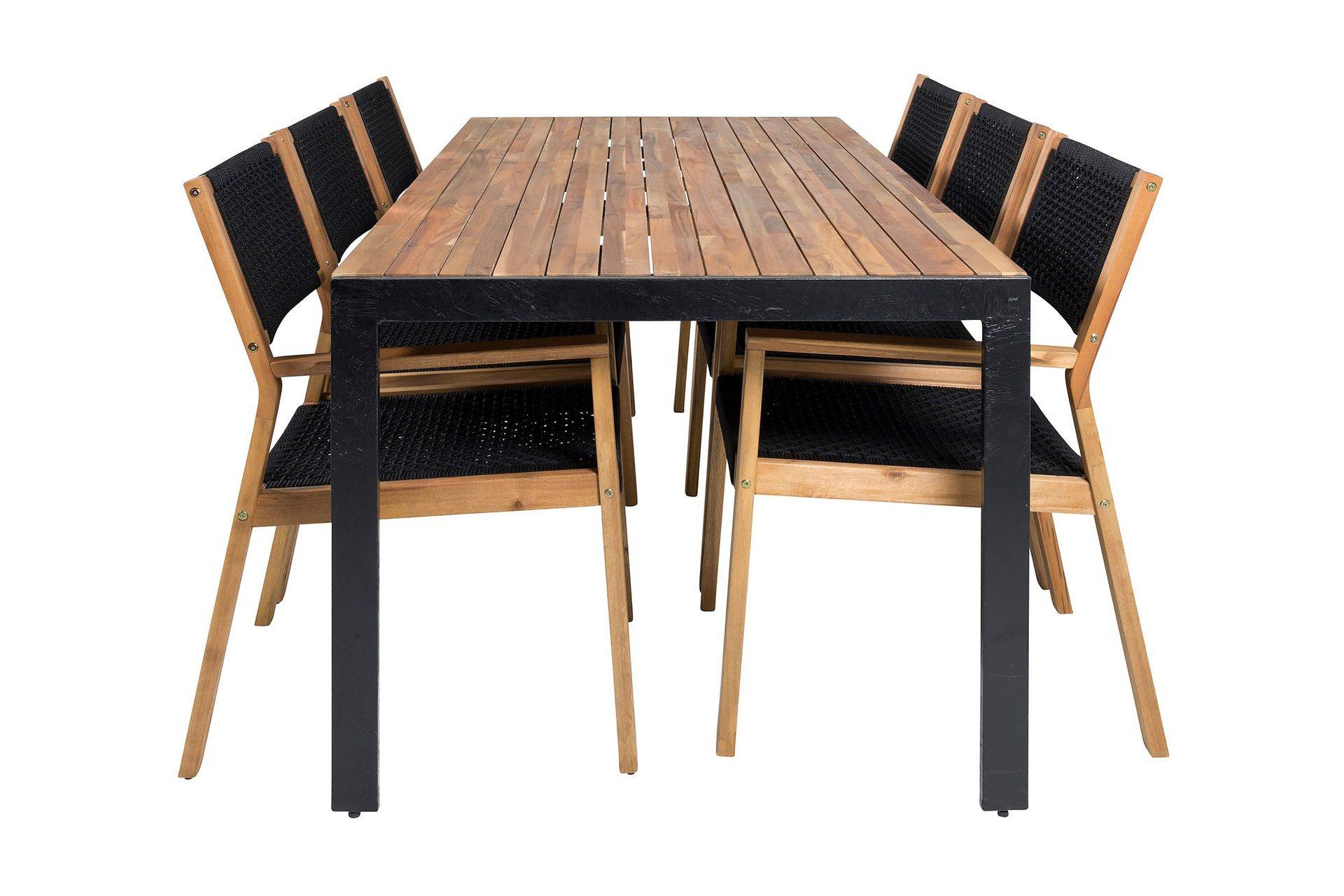 Venture Home Bois Matgrupp Utomhus 200cm + 6 Little John Matstolar - Svart/Vit utomhus Brun,Svart