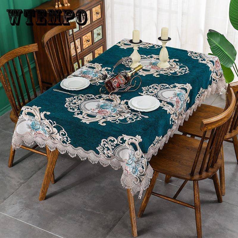 Designerbroderad spetsvirkad duk Elegant europeisk rustik blommig bordsdekoration Stolöverdrag Bordslöpare och tyg