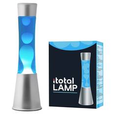 iTotal XL1791 Lava Lampe - 40cm - Sølv Base, Blå Væske, Hvid Voks