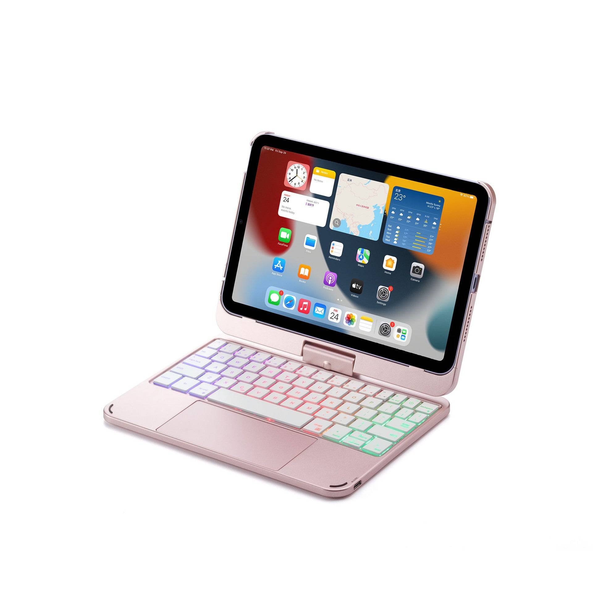 12.9 Inch Wireless Backlit Touch Rotary Bluetooth Keyboard - Rose Gold / 8.3inch2021Padmini6