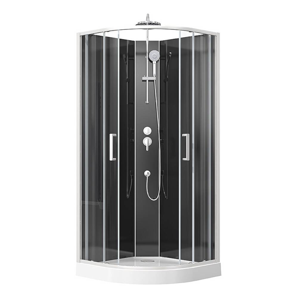 DUSCHKABIN CAMARGUE CIO RUND 90X90X222CM VIT/SVART