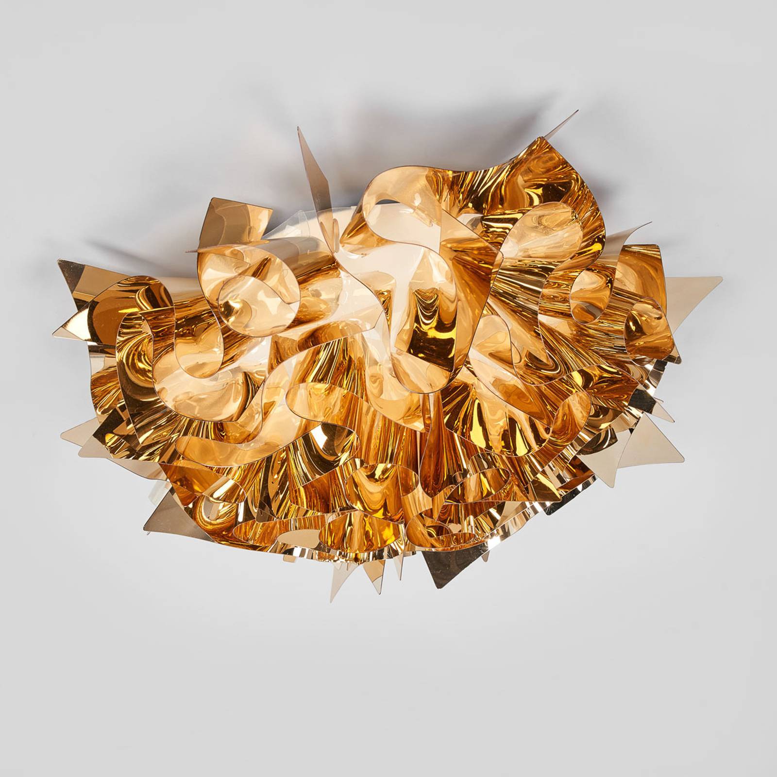 Slamp Design taklampa VELI, dimbar, Mässing / guld, Vardagsrum / matsal, Syntetmaterial, Design, Taklampa