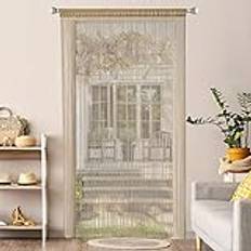 MIULEE Trådgardin Dörrgardiner Pärlgardin Insektsskydd Insektsskydd Stolpdesign för Fönster, Balkong, Sovrum, Bröllop, 90 cm x 245 cm Brun