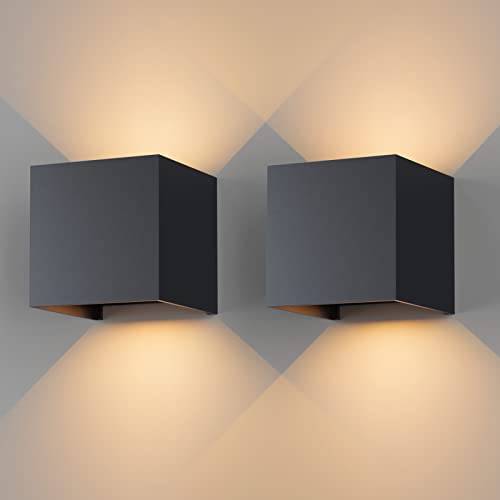 K-Bright 2 Stück Außenlampe Auf und ab Einstellbarer Lichtstrahl, Anthrazit