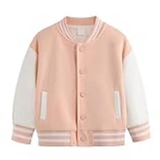 OBiQuzz Flickdräkt, rock, vår och höst, vinter, nya barn, plus fleece, baseballkläder, babykofta, liten, medium, tjock, barntopp, herrkläder, modern, ROSA, 4-5 år