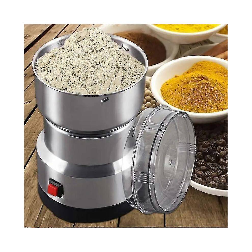 (UK plug, Silver) Lebanghui Multifunctional Home Grinder Machine Cereals Nuts Beans Spices Grains Grinding Machine Electric Coffee Grinder Kitchen