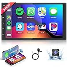 2 + 32 G Podofo trådlös Carplay Android bil Android bilradio 2 Din Bluetooth-spegellänk med 7 tums pekskärm WiFi/Navi 26 UI FM/RDS rattstyrning GPS EQ MIC AHD backkamera