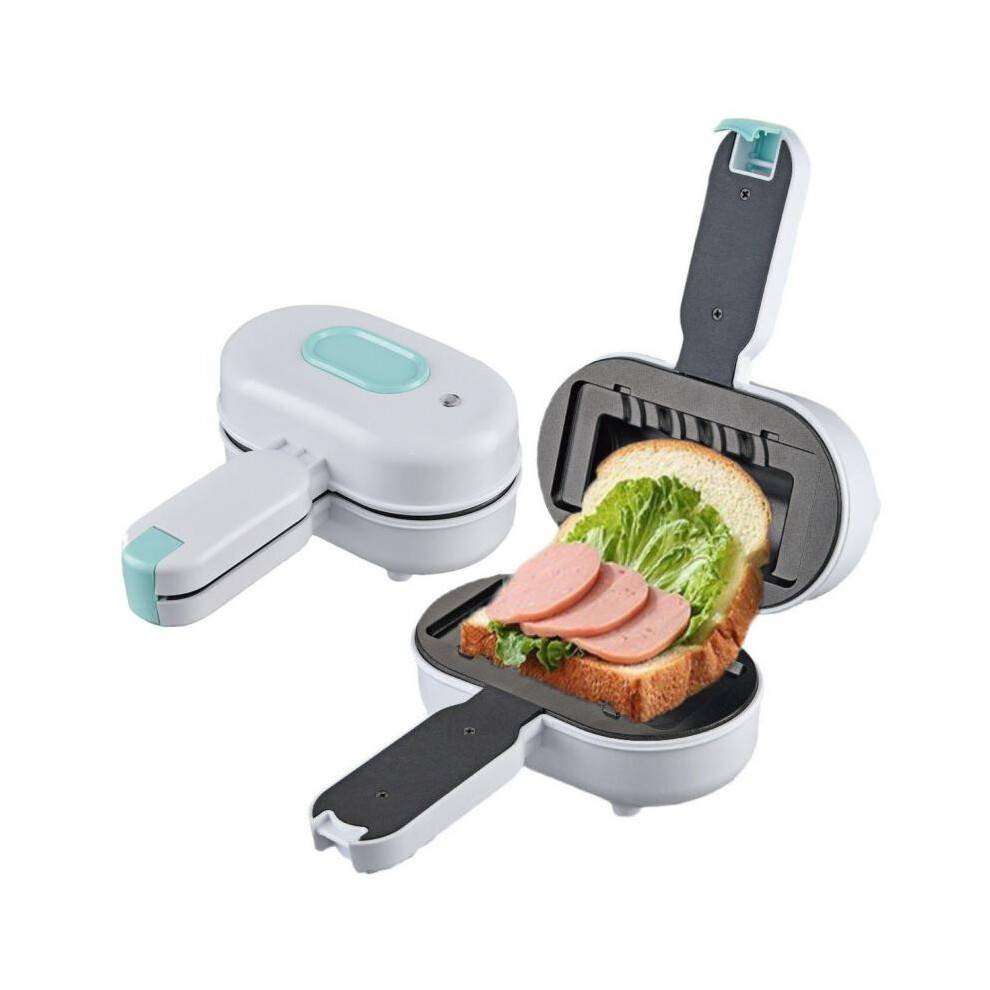 (white, US 110V) Multifunctional breakfast maker, sandwich and panini press, and toaster with hot dog and waffle-making functions