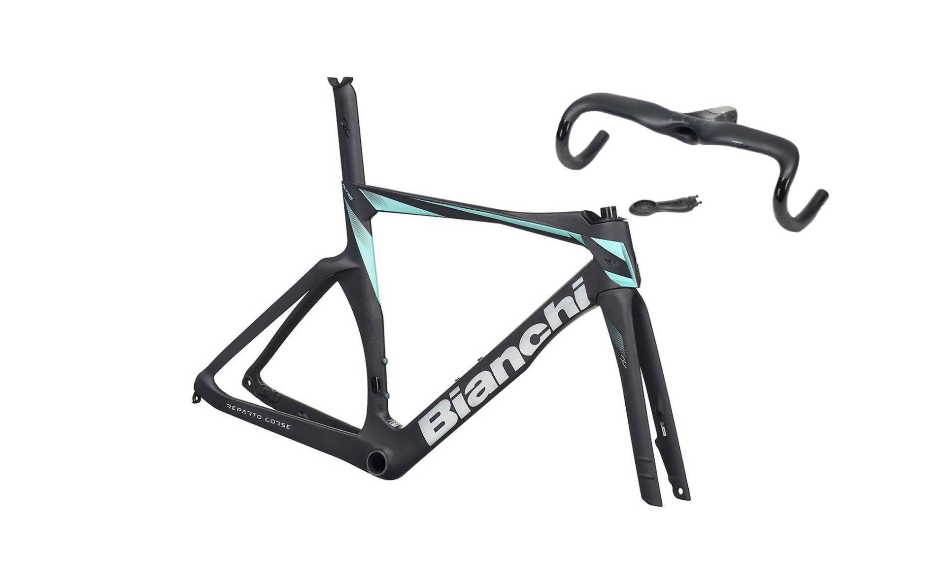 Bianchi Oltre RC Frameset 2023 - Di2 - Manubrio Aero integrato, materiale Carbonio, drop 125mm, reach 80mm, compatibile Di2 - 008 / 53 / Antracite / Viola iridescente