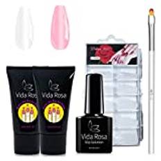 VidaRosa Gel nagellack kit 2 st Soak Off UV nagellampa rosa och vit gellack startkit