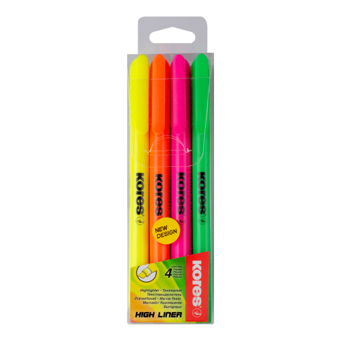 Överstrykningspennor KORES HIGH LINER FINE, pennform, 4 st