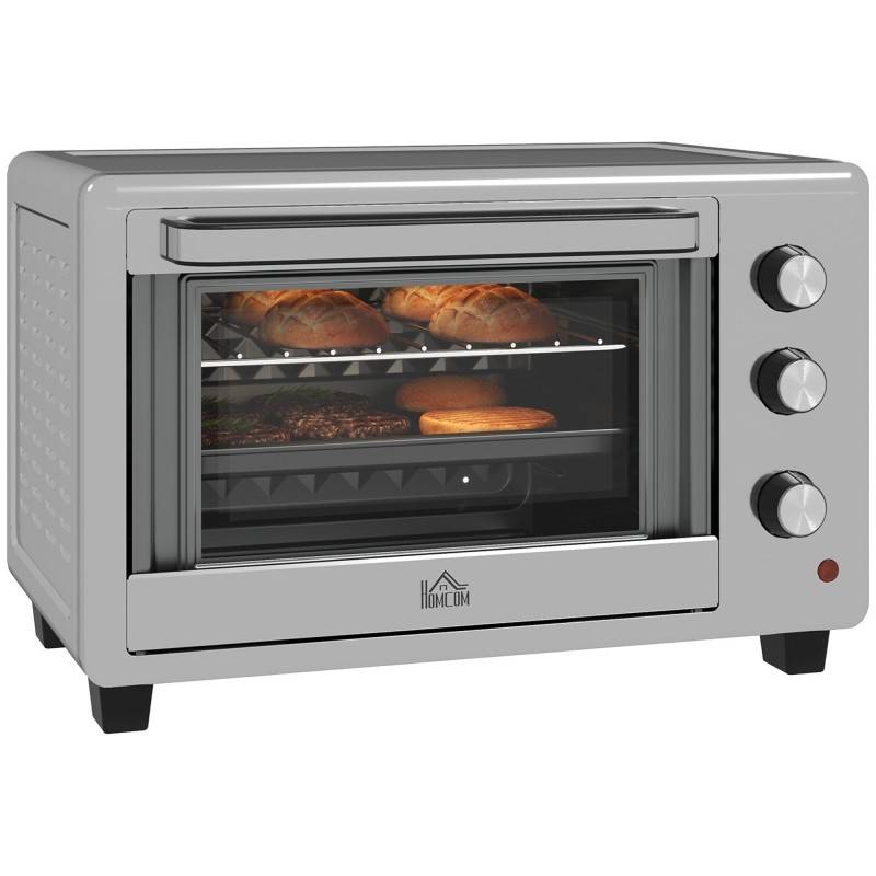 HOMCOM 30L 60-230℃ Mini elektrisk ovn, med tilbehør - sølvfarvet