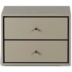 Mavis - Volt Vägghängt Sängbord 2 Lådor /rostfritt Stål - Beige