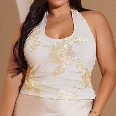 Plus Size Ladies Summer Halter Neck Floral Tops/Summer Tops/Music Festival/New Fall Fashion Clothes For Women,Autumn Outfits Women Plus Size ,Hallowe - Yellow - 0XL,1XL,2XL,3XL,4XL,5XL
