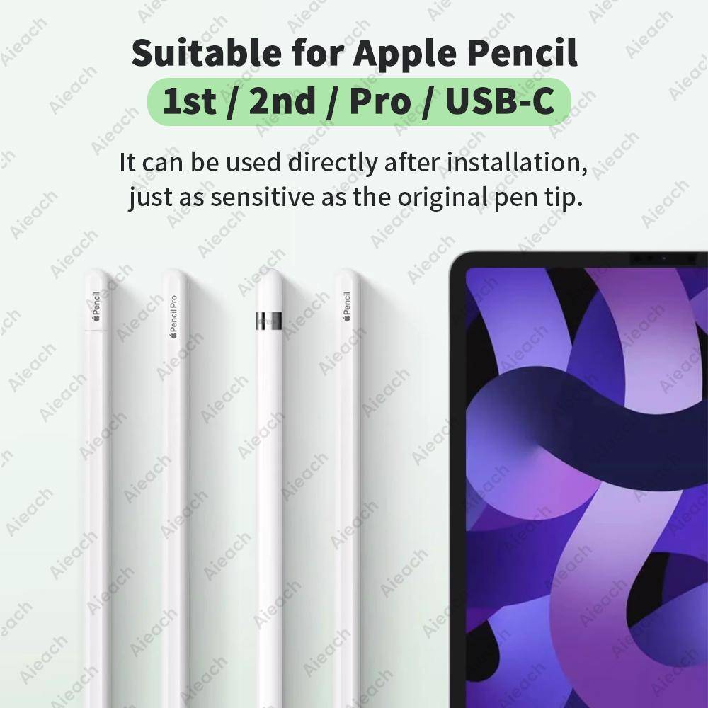 Pennspetsar för Apple Pencil Pro 1:a, 2:a, 3:e generationen Dubbla lager 2B & HB & Tunn spets för Apple Pencil-spets, Tillräckligt för 4 års användnin
