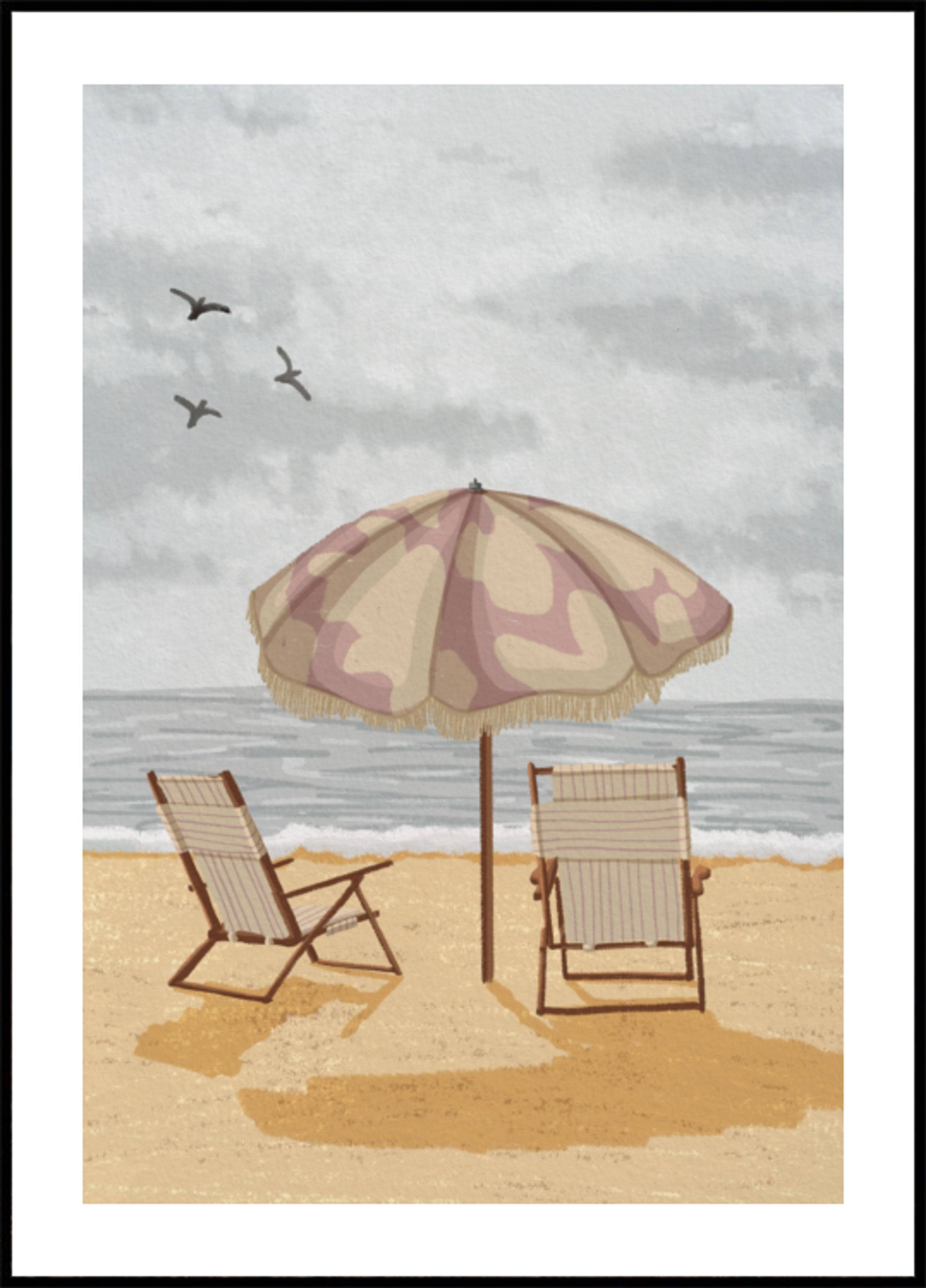 Seaside Umbrella Chairs (21x30) - Plakater > Osorterade verk