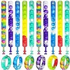 16 stycken fidget-leksaker, pop bubble fidget-armband, leksak, fidget toys set, flerfärgat armband barnset, sensorisk leksak för barn och vuxna med autism