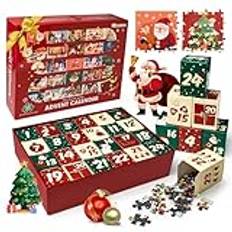 Leksaksadventskalender, 2024 Julkalender Adventskalender Pussel, Commodum Adventskalender 2024 Pussel, 720 Bitar Pussel, 24 dagars Pussel Adventskalender, Julklapp för Barn & Vuxna