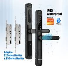 European 92 Mortise Digital Electronic Ttlock Tuya Smart Locks Fingerprint Aluminum Steel Double Side Sliding Glass Door Lock