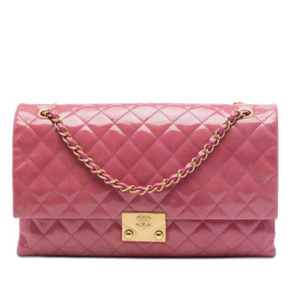 Chanel Vintage Pre-owned Patent Leather Flap Shoulder Bag - Vintage - Dame - Lyserød - ONE SIZE - Uld