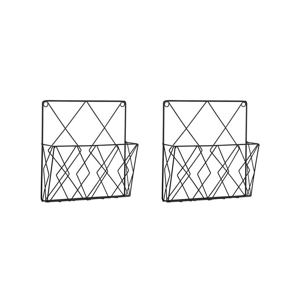 2X Wall Mounted Bookshelf Door Hanging Organizers Wall Magazine Book Shelves Hanging Wall Files Wire Wall Book Rack-A