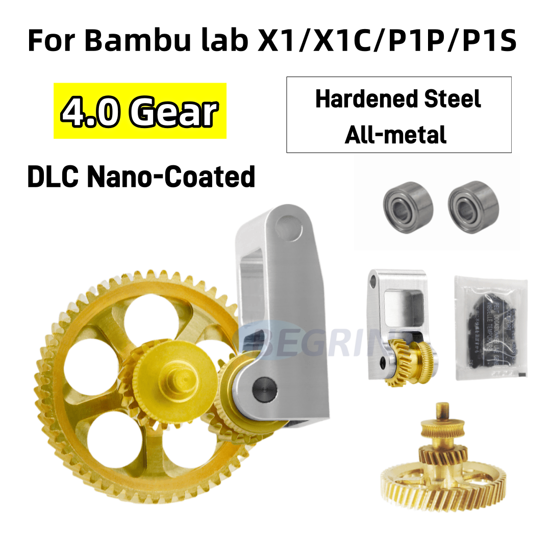 Upgrade Hardened Steel Extruder Gear Assembly Wear-resisting DLC Nano-Coated For Bambu Lab P1S P1P X1 Carbon X1C 3D Printer