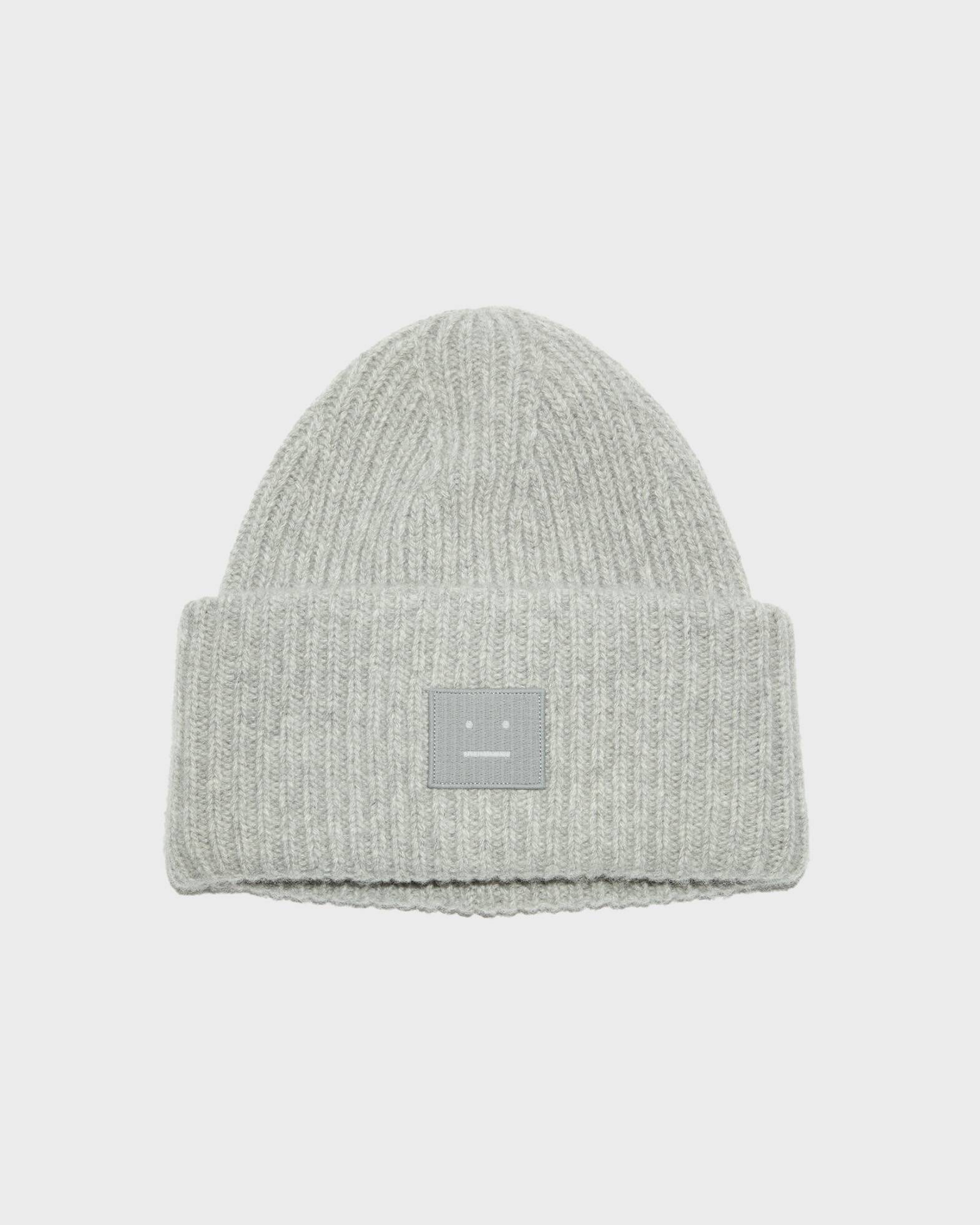 Acne Studios Mössa Face Wool Grå ONESIZE (ONESIZE)