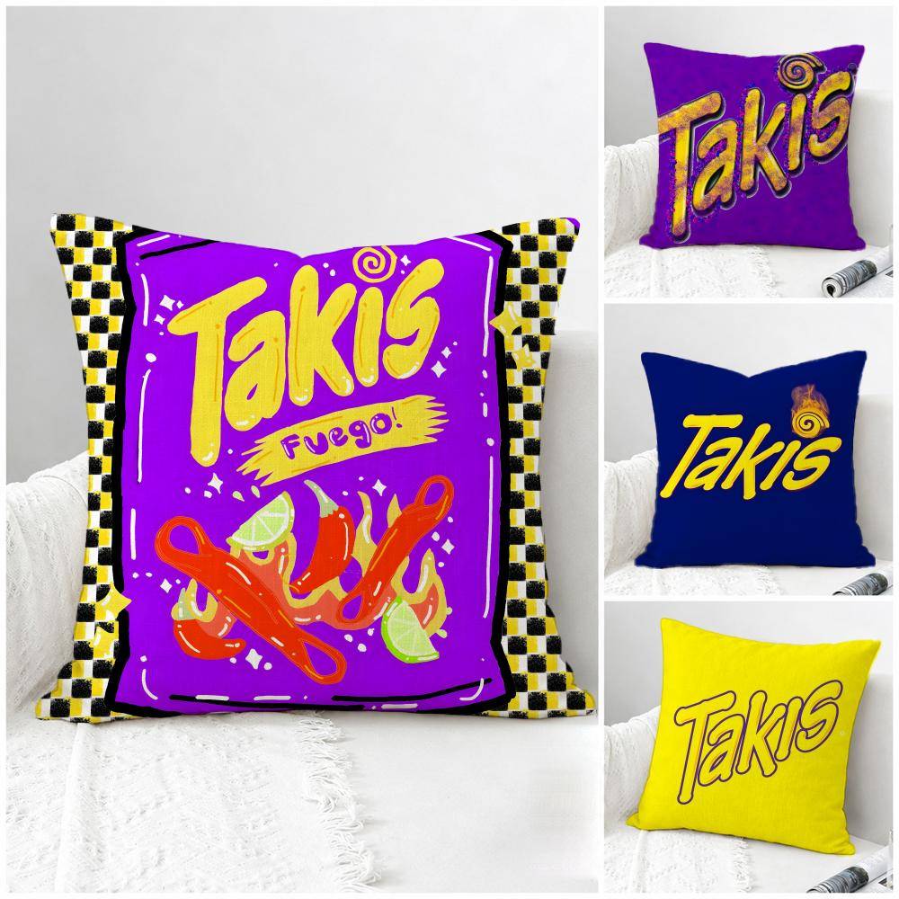 Snack Takis Kuddfodral Naturligt Linne Örngott Set Allt-i-ett Dekor för Soffa Sovrum Stol