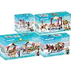 Playmobil® Spirit 4-delat set 70395 70396 70397 70398 A Miradero jul + julkonsert + vintersläde åktur + snötid med klippor och Señor morötter