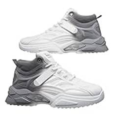 Generiska sneakers för män med skosnören, fritidsskor för män sportiga, löparskor halkfria sneakers färgkontrast, halvskor, platt sula, utomhusskor, slitstarka, lätta slip-skor, GRÅ, 43 EU